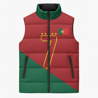 Portugal Football Number 7 GOAT Sleeveless Puffer Jacket Records Follow Me Sports Quote Line Art