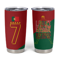 Portugal Football Number 7 GOAT Tumbler Cup Records Follow Me Sports Quote Line Art
