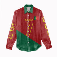 Portugal Football Number 7 GOAT Women Casual Shirt Records Follow Me Sports Quote Line Art