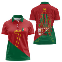 Portugal Football Number 7 GOAT Women Polo Shirt Records Follow Me Sports Quote Line Art