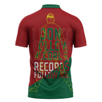 Portugal Football Number 7 GOAT Zipper Polo Shirt Records Follow Me Sports Quote Line Art