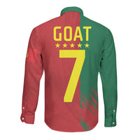 Portugal Football Goat Long Sleeve Button Shirt Number 7 Greatest Of All Time Sports