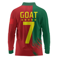 Portugal Football Goat Long Sleeve Polo Shirt Number 7 Greatest Of All Time Sports