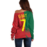 Portugal Football Goat Off Shoulder Sweater Number 7 Greatest Of All Time Sports
