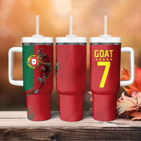 Portugal Football Goat Tumbler With Handle Number 7 Greatest Of All Time Sports