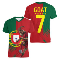 Portugal Football Goat Women V-Neck T-Shirt Number 7 Greatest Of All Time Sports