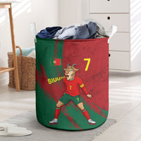 Portugal Football Laundry Basket Goat Number 7 Greatest Of All Time Abstract Grunge