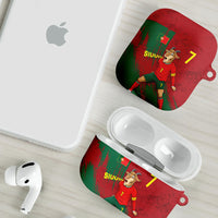 Portugal Football AirPods Case Goat Number 7 Greatest Of All Time Abstract Grunge