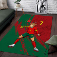 Portugal Football Area Rug Goat Number 7 Greatest Of All Time Abstract Grunge