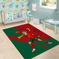 Portugal Football Area Rug Goat Number 7 Greatest Of All Time Abstract Grunge