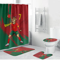 Portugal Football Bathroom Set Goat Number 7 Greatest Of All Time Abstract Grunge