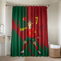 Portugal Football Bathroom Set Goat Number 7 Greatest Of All Time Abstract Grunge