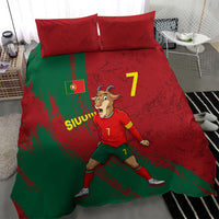 Portugal Football Bedding Set Goat Number 7 Greatest Of All Time Abstract Grunge