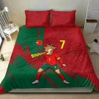 Portugal Football Bedding Set Goat Number 7 Greatest Of All Time Abstract Grunge