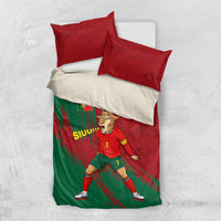 Portugal Football Bedding Set Goat Number 7 Greatest Of All Time Abstract Grunge
