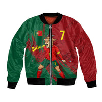 Portugal Football Bomber Jacket Goat Number 7 Greatest Of All Time Abstract Grunge