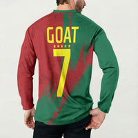 Portugal Football Button Sweatshirt Goat Number 7 Greatest Of All Time Abstract Grunge