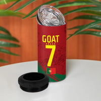 Portugal Football 4 in 1 Can Cooler Tumbler Goat Number 7 Greatest Of All Time Abstract Grunge