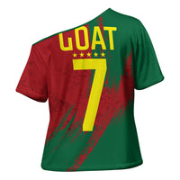 Portugal Football Cross Shoulder Shirt Goat Number 7 Greatest Of All Time Abstract Grunge