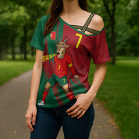 Portugal Football Cross Shoulder Shirt Goat Number 7 Greatest Of All Time Abstract Grunge