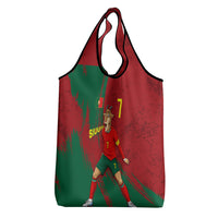 Portugal Football Grocery Bag Goat Number 7 Greatest Of All Time Abstract Grunge