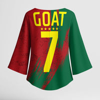 Portugal Football Kimono Sleeve Blouse Goat Number 7 Greatest Of All Time Abstract Grunge