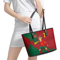 Portugal Football Leather Tote Bag Goat Number 7 Greatest Of All Time Abstract Grunge
