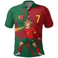 Portugal Football Polo Shirt Goat Number 7 Greatest Of All Time Abstract Grunge