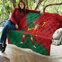 Portugal Football Quilt Goat Number 7 Greatest Of All Time Abstract Grunge