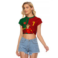 Portugal Football Raglan Cropped T Shirt Goat Number 7 Greatest Of All Time Abstract Grunge