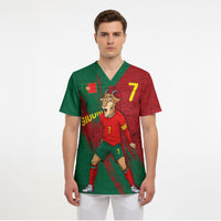 Portugal Football Scrub Top Goat Number 7 Greatest Of All Time Abstract Grunge