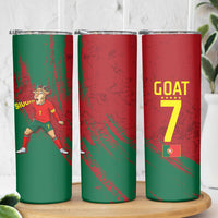 Portugal Football Skinny Tumbler Goat Number 7 Greatest Of All Time Abstract Grunge