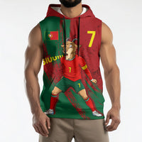 Portugal Football Sleeveless Hoodie Goat Number 7 Greatest Of All Time Abstract Grunge