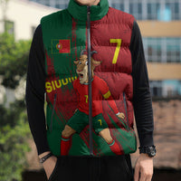 Portugal Football Sleeveless Puffer Jacket Goat Number 7 Greatest Of All Time Abstract Grunge