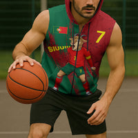 Portugal Football Sleeveless Zip Hoodie Goat Number 7 Greatest Of All Time Abstract Grunge