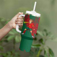 Portugal Football Tumbler With Handle Goat Number 7 Greatest Of All Time Abstract Grunge