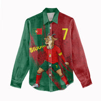 Portugal Football Women Casual Shirt Goat Number 7 Greatest Of All Time Abstract Grunge
