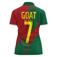 Portugal Football Women Polo Shirt Goat Number 7 Greatest Of All Time Abstract Grunge