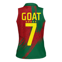 Portugal Football Women Sleeveless Polo Shirt Goat Number 7 Greatest Of All Time Abstract Grunge