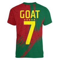 Portugal Football Women V-Neck T-Shirt Goat Number 7 Greatest Of All Time Abstract Grunge