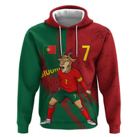 Portugal Football Zip Hoodie Goat Number 7 Greatest Of All Time Abstract Grunge