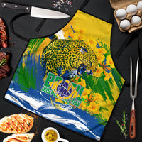 Brazil Independence Day Apron Roaring Jaguar Christ Redeemer Tropical Floral