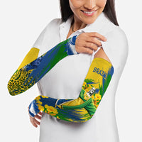 Brazil Independence Day Arm Sleeves Roaring Jaguar Christ Redeemer Tropical Floral