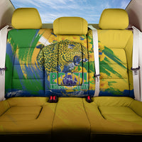 Brazil Independence Day Back Car Seat Cover Roaring Jaguar Christ Redeemer Tropical Floral