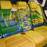 Brazil Independence Day Back Car Seat Cover Roaring Jaguar Christ Redeemer Tropical Floral