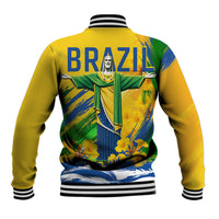 Brazil Independence Day Baseball Jacket Roaring Jaguar Christ Redeemer Tropical Floral