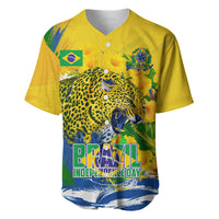 Brazil Independence Day Baseball Jersey Roaring Jaguar Christ Redeemer Tropical Floral