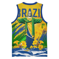Brazil Independence Day Basketball Jersey Roaring Jaguar Christ Redeemer Tropical Floral