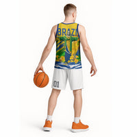 Brazil Independence Day Basketball Jersey Roaring Jaguar Christ Redeemer Tropical Floral
