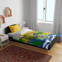 Brazil Independence Day Bedding Set Roaring Jaguar Christ Redeemer Tropical Floral